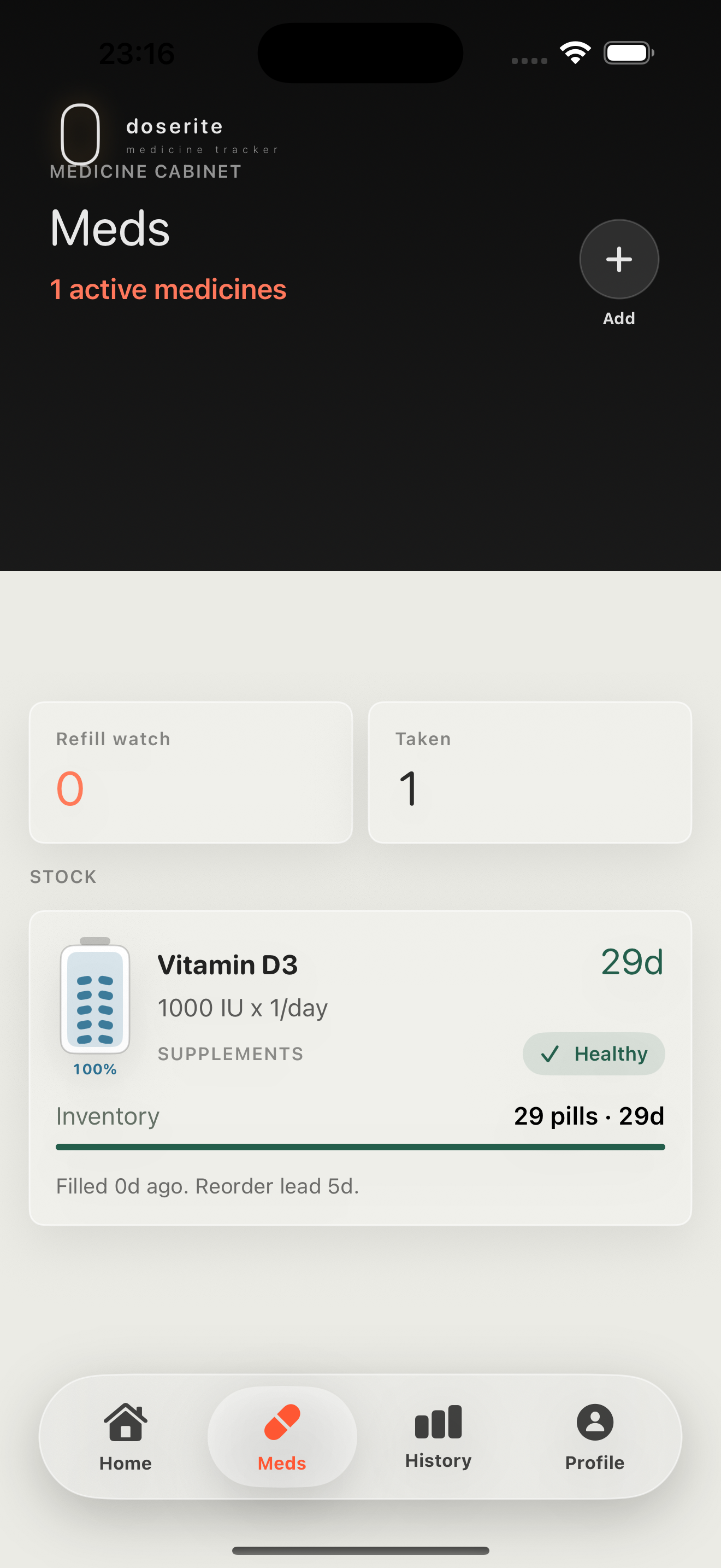 doserite Meds cabinet screen