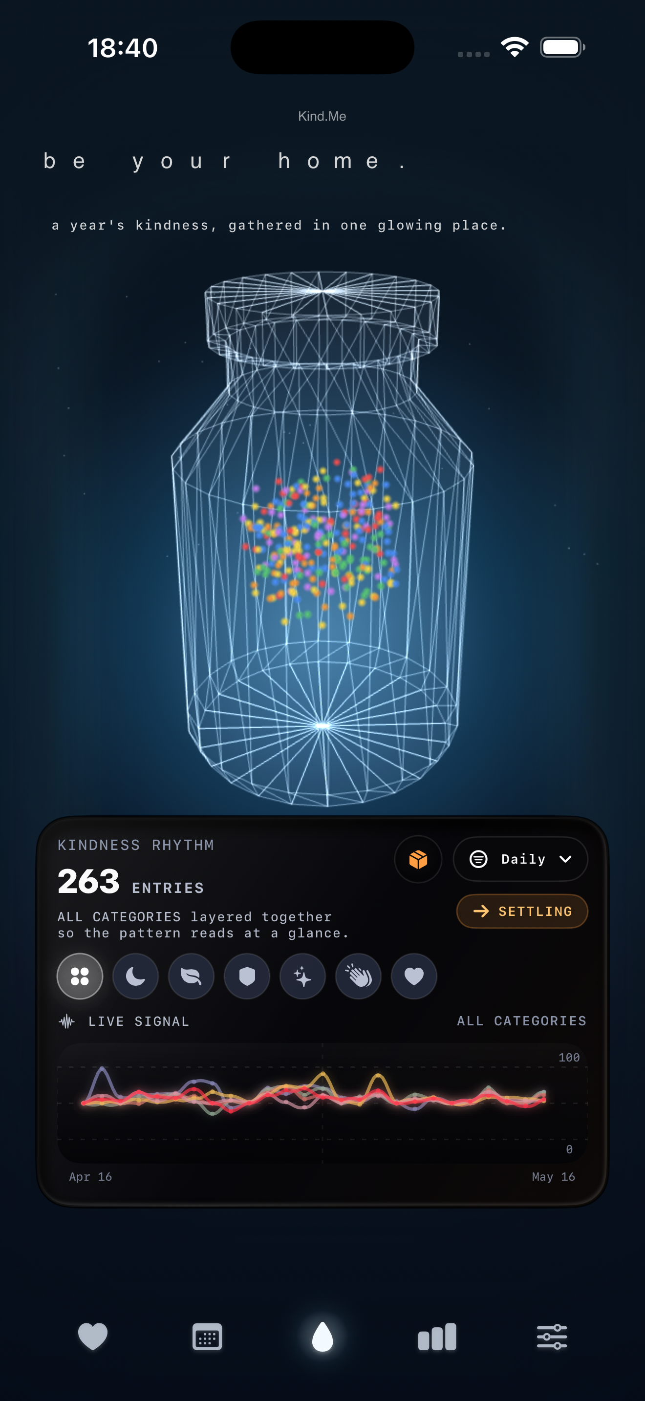 Kind.Me kindness jar screen