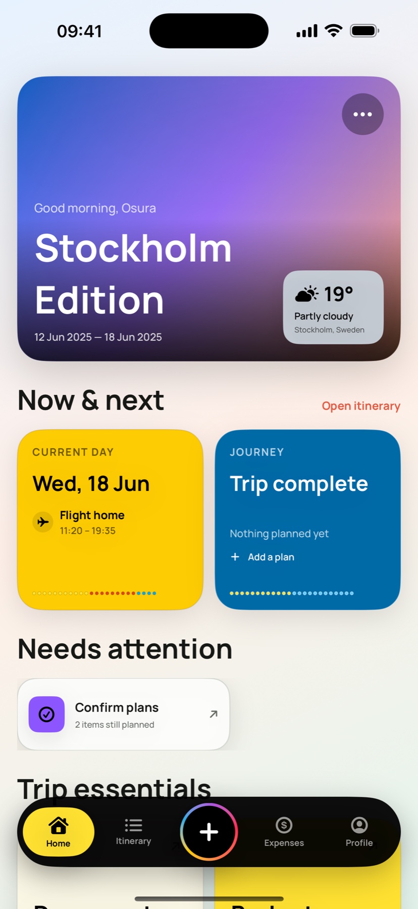 Wayfold app screen